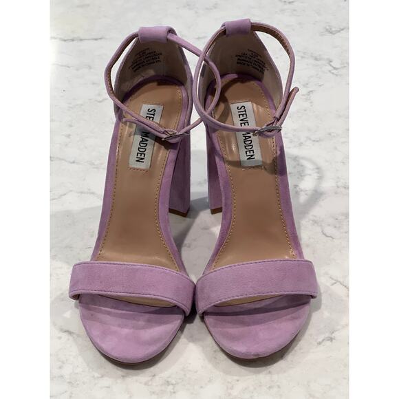 Steve Madden Women’s Carrson Leather Heeled Sandal Size 6.5 Purple Party Fairy - Picture 3 of 7